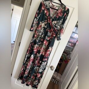 Pink Blush Floral Wrap Dress -Size 2XL